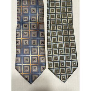 Valerio Garati Set of‎ Luxurious Geometric Ties, Handmade, Polyester, Like New